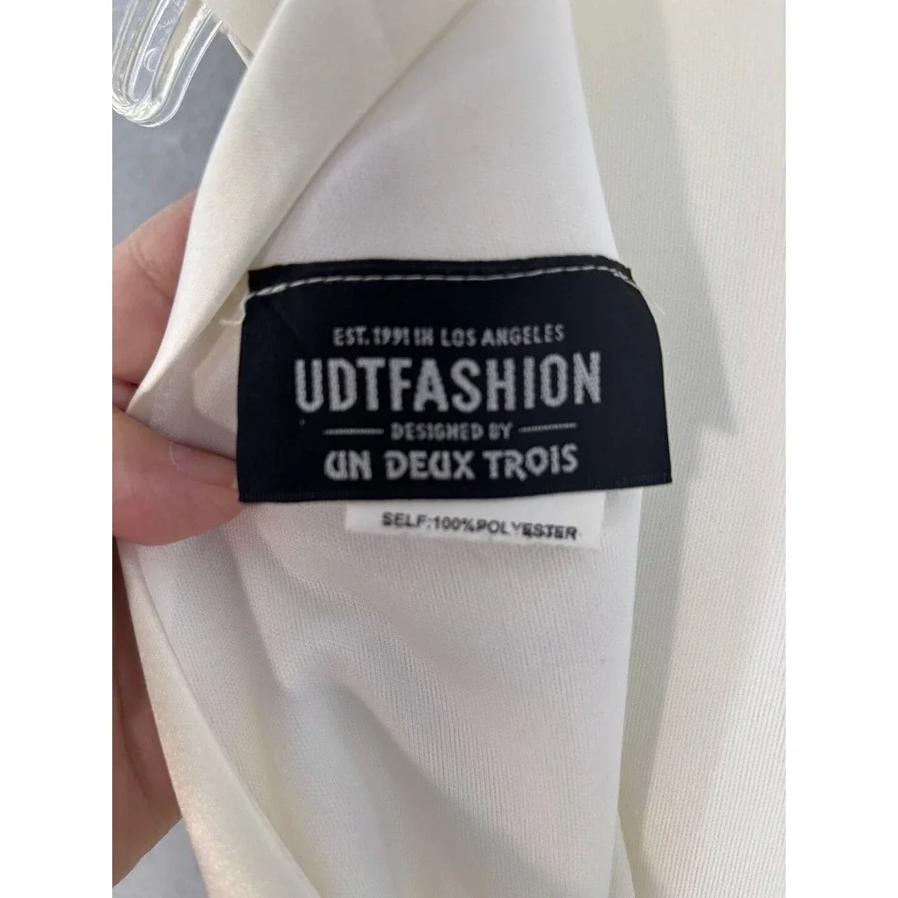 UDT Fashion Un Deux Trois Dress Kids 16 Ivory Satin Fit Flare Sleeveless V-Back